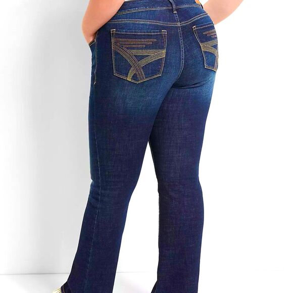 Seven7 Women's Plus Size 22 Dark Wash Denim Boot cut Mid Rise Jean - Picture 3 of 12